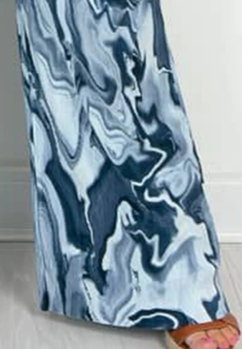 Swirl Print Palazzo Trousers in Mixed Blues