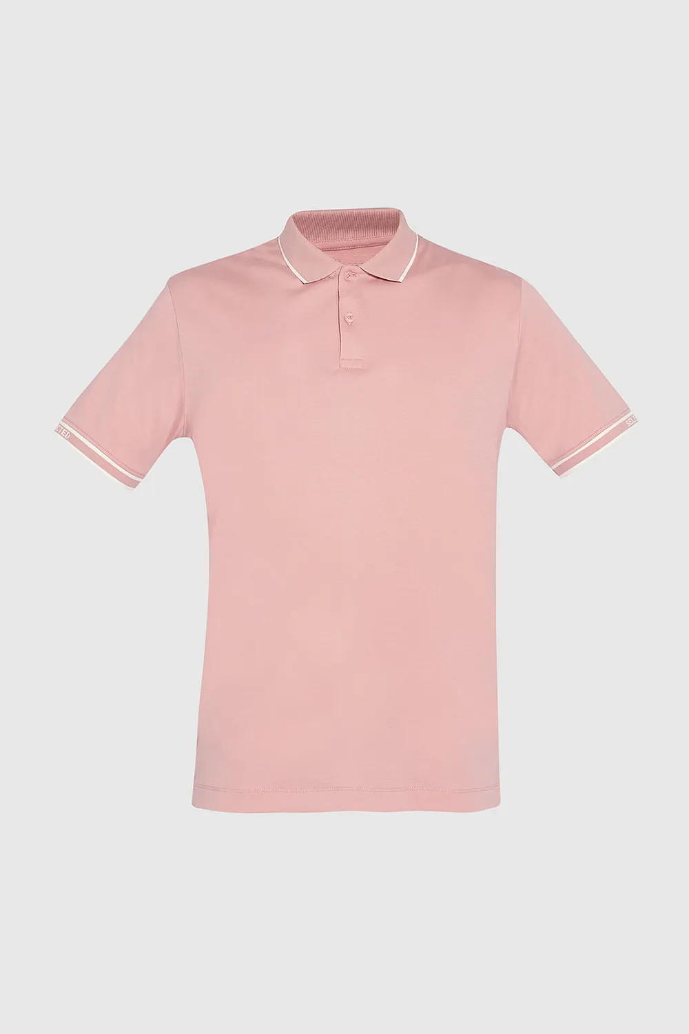 Pink Logo Text Print Cotton Polo