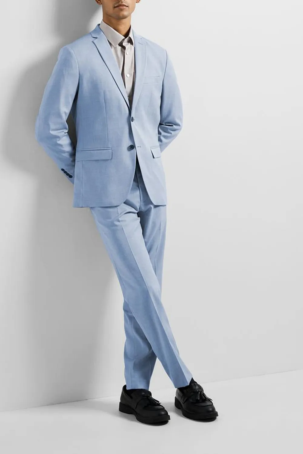 Blue Structured Suit-Set Blazer