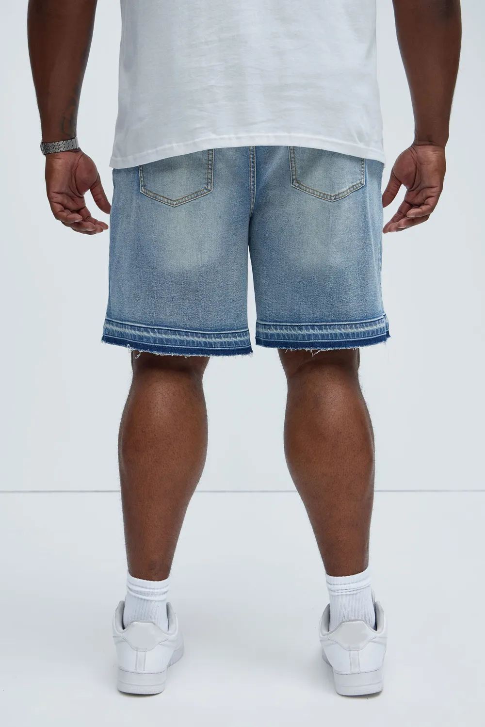 Washed Utility Relaxed Denim Shorts - Medium Wash