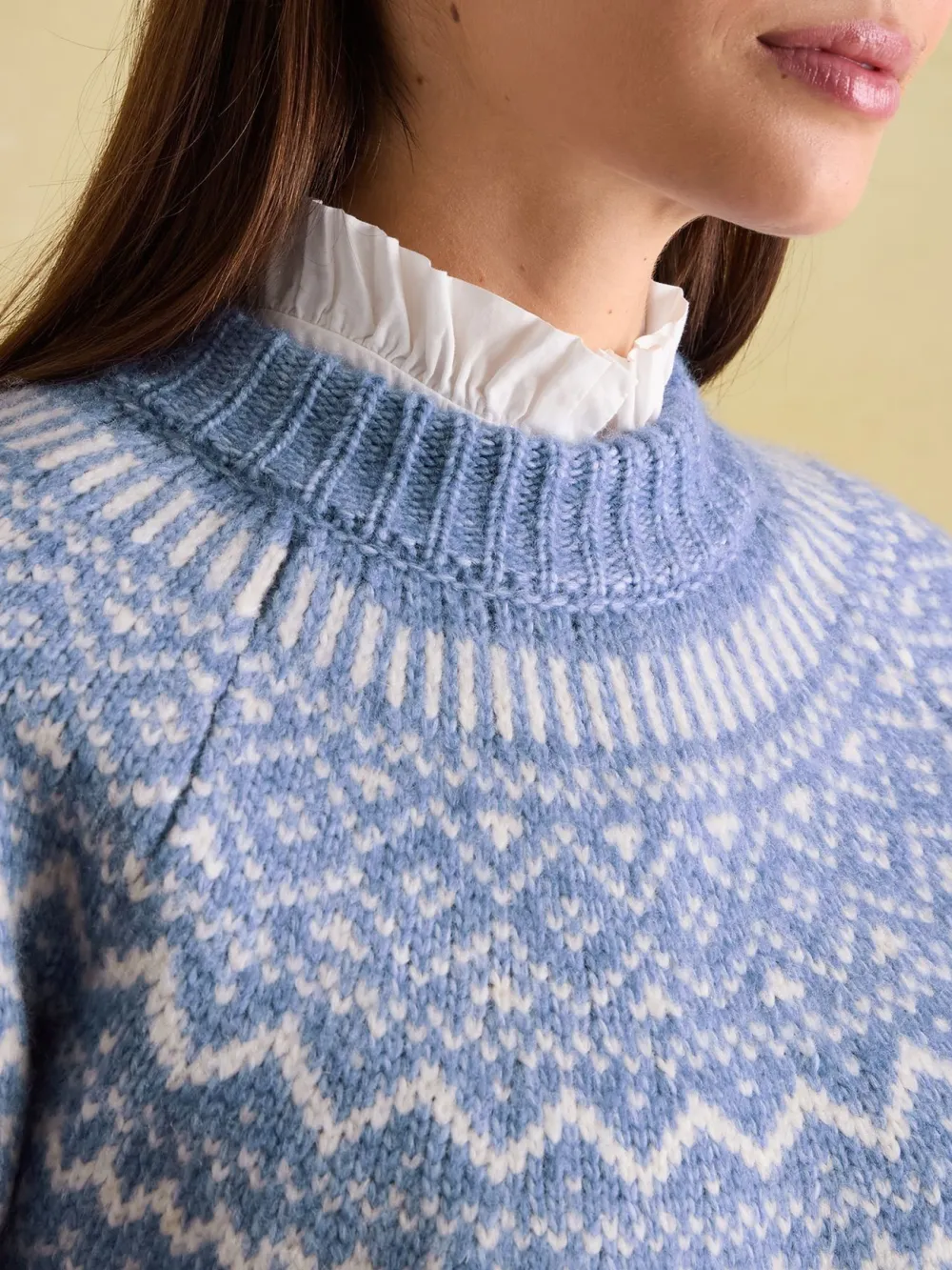 Charlotte Cream Crew Neck Fairisle Pattern Jumper