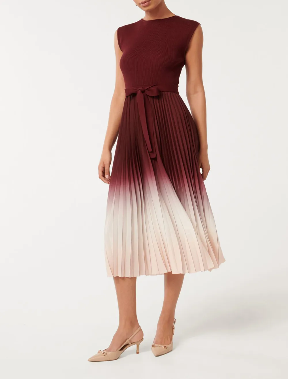 Elsie Ombre Pleated Midi Dress