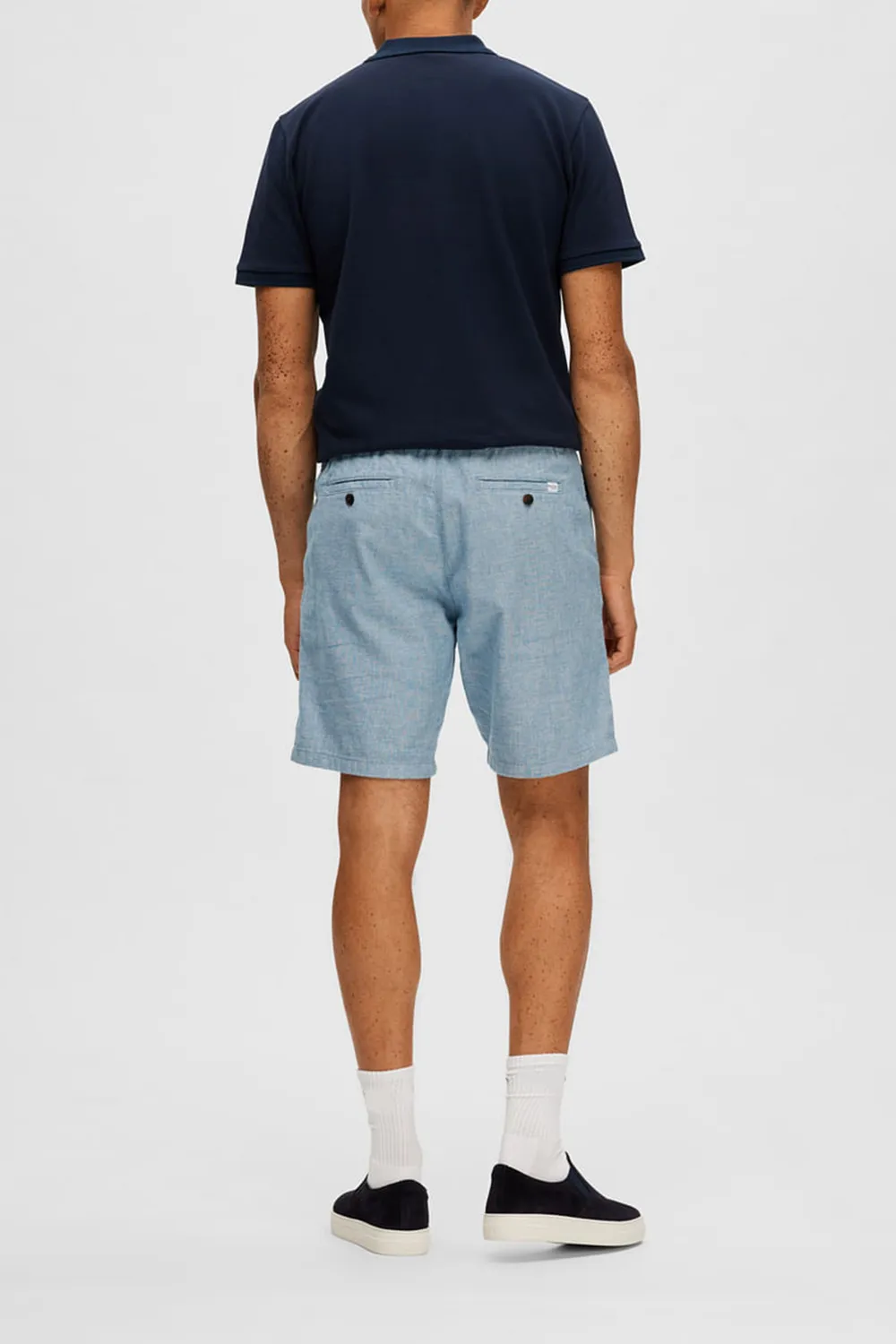 Black Mid Rise Linen Shorts