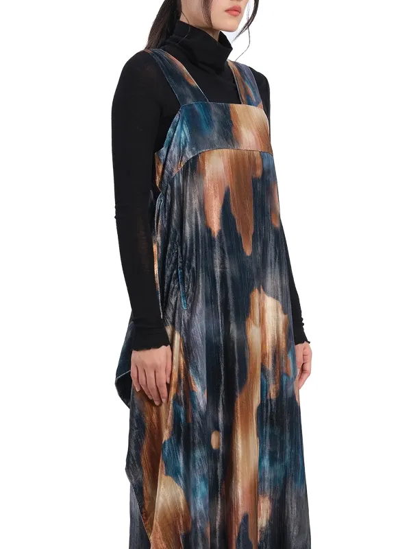 Watercolour Graphic Velour Printed Dress