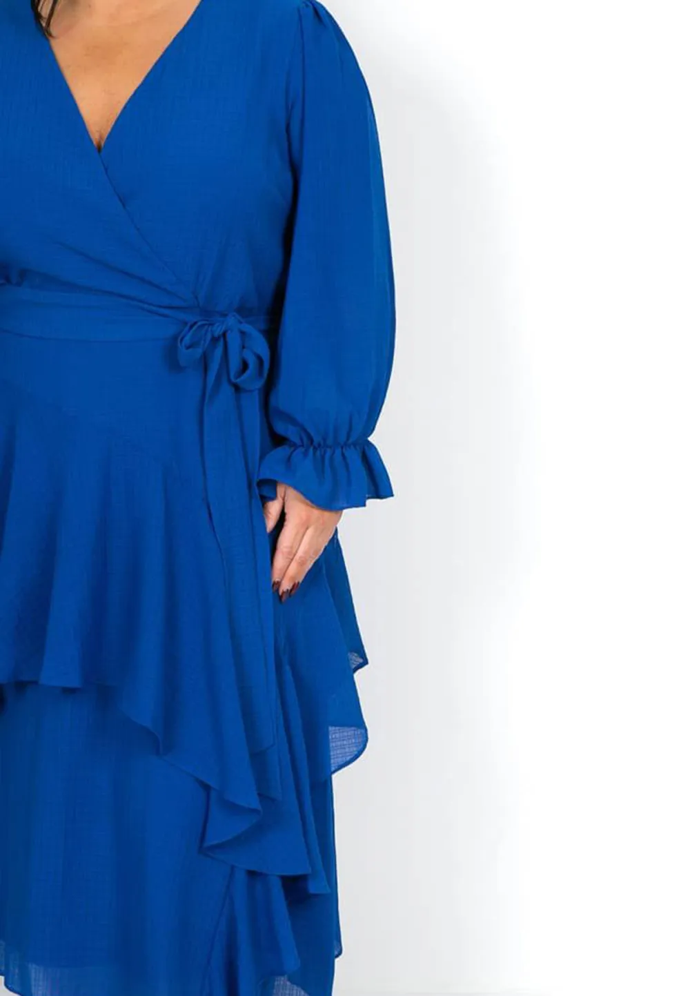 Royal Blue Ruffle Wrap Dress