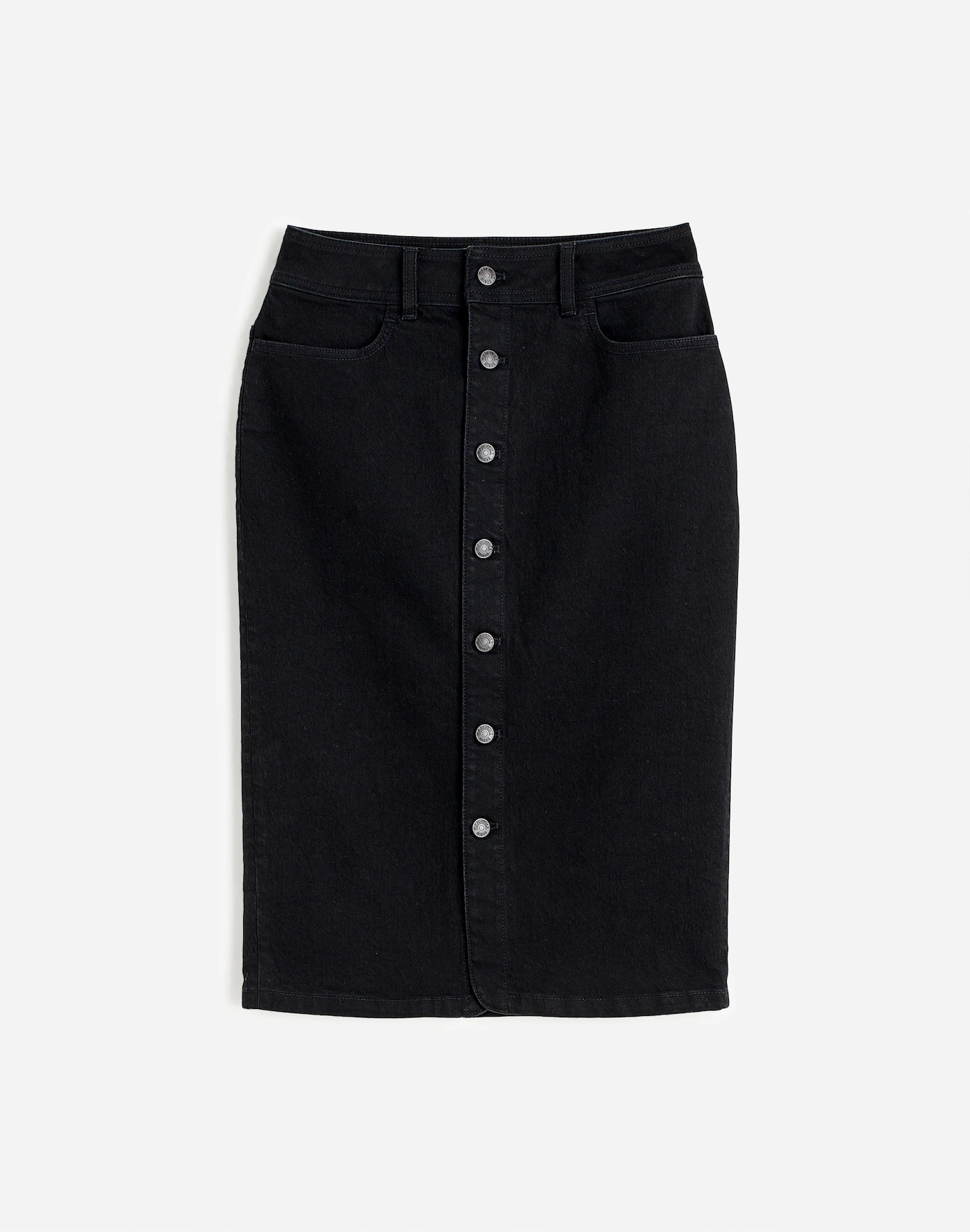 Denim Button-Front Midi Skirt