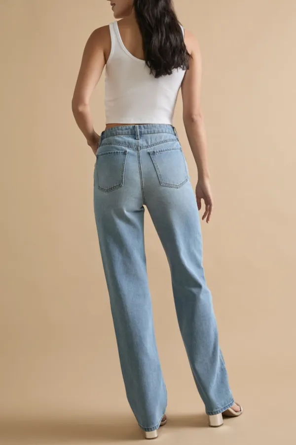 Karla Embellished Pocket Straight Leg Denim Jeans