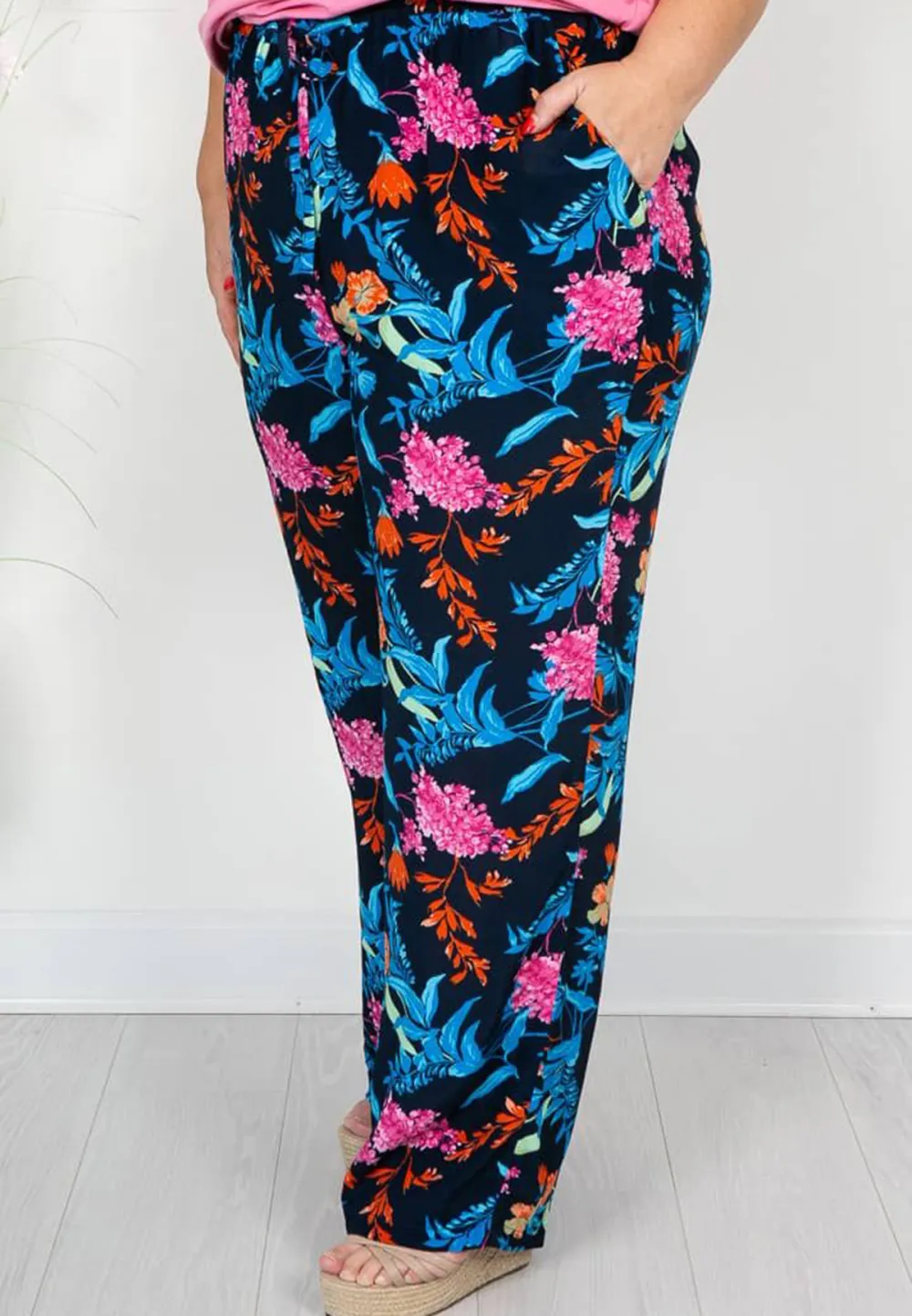 Navy Floral Trousers