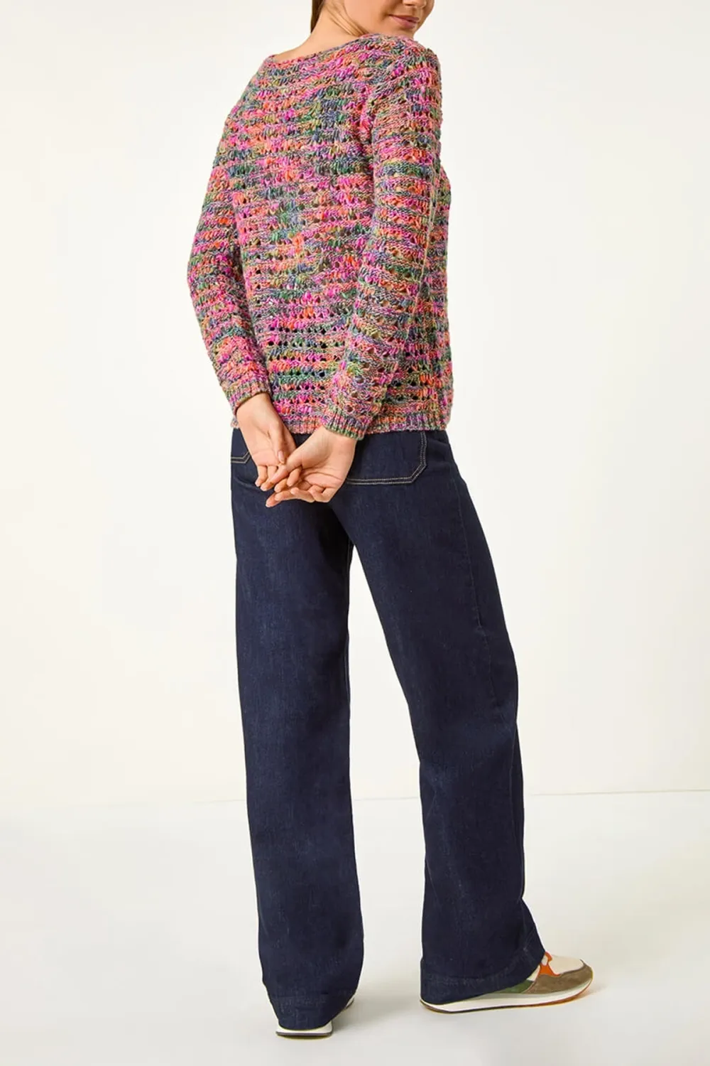 V-Neck Open Knit Jumper