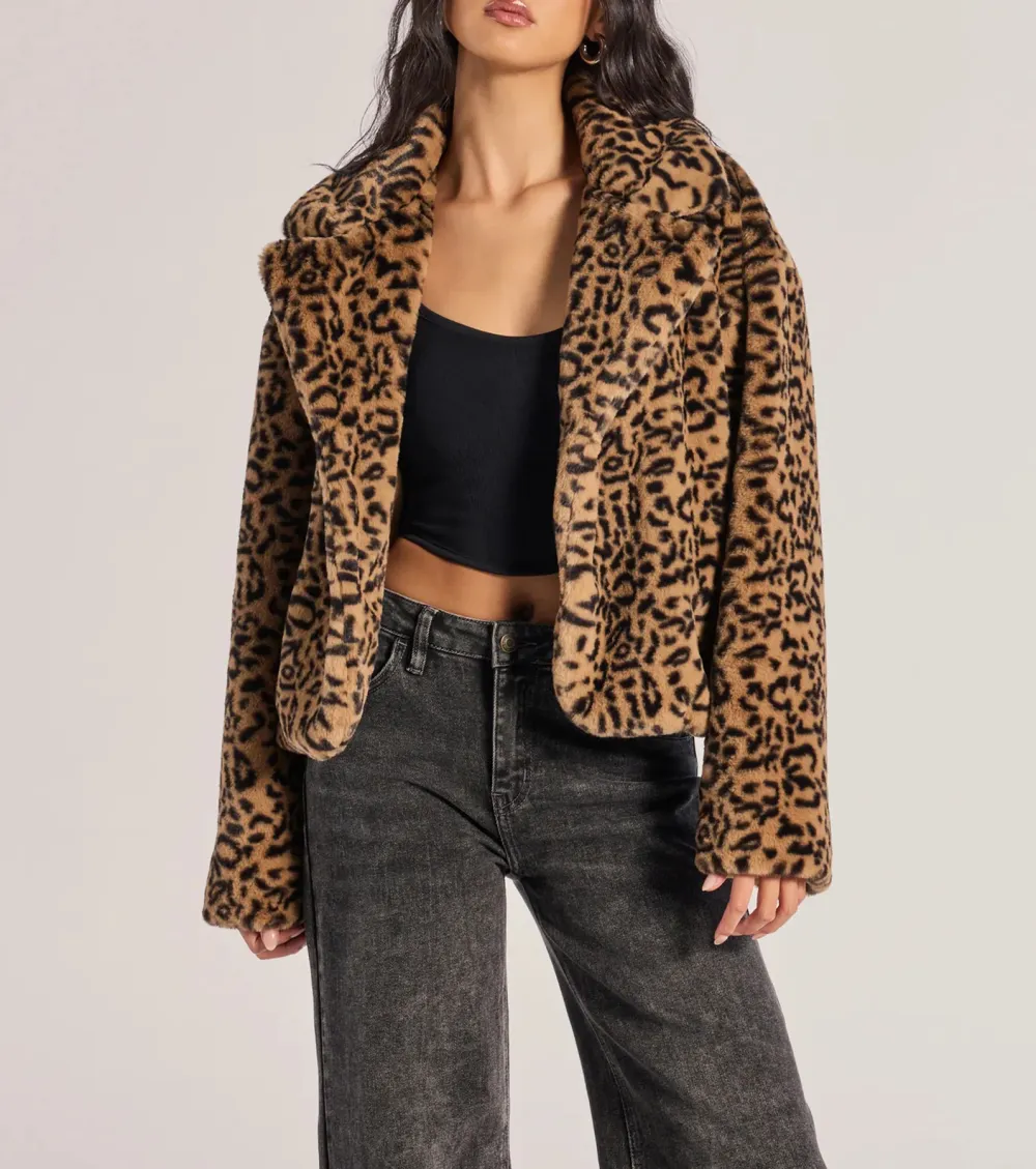 Luxe Glam Leopard Print Faux Fur Jacket