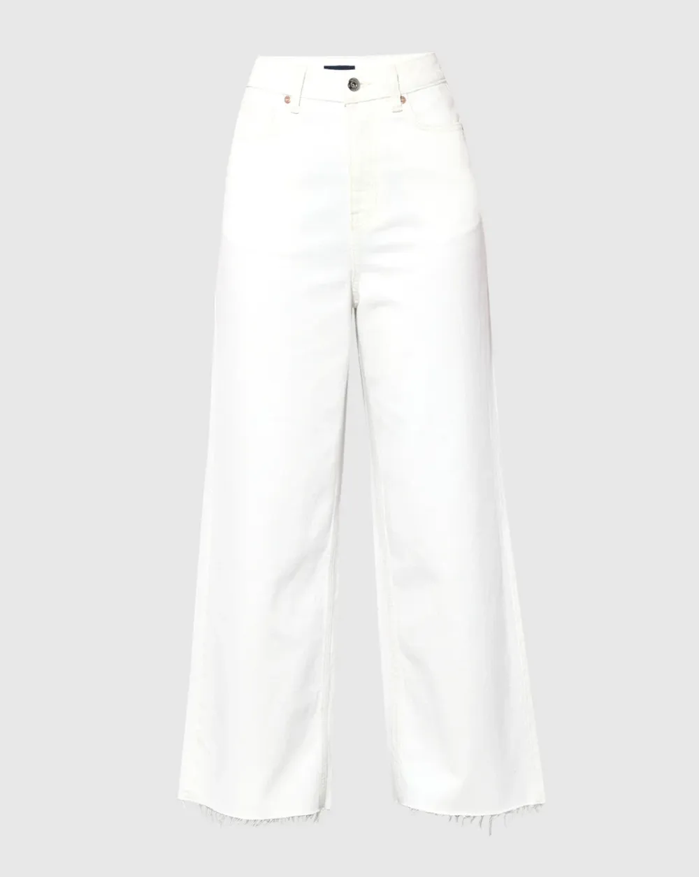 White Raw Edge Wide Leg Jeans