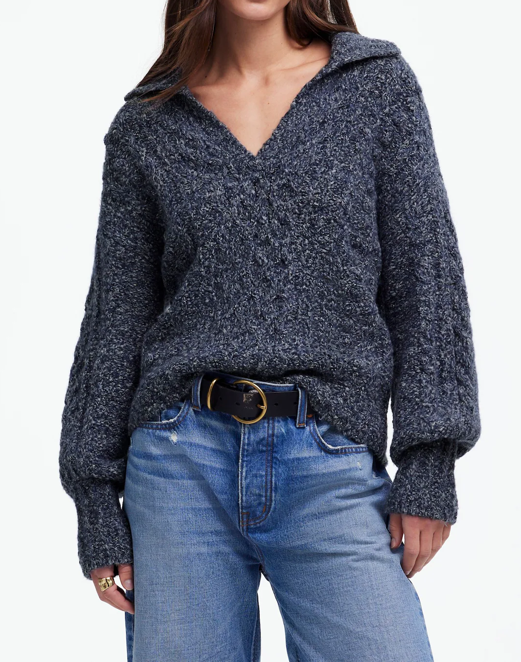 Cotton Wool Blend Cable-Knit Sweater