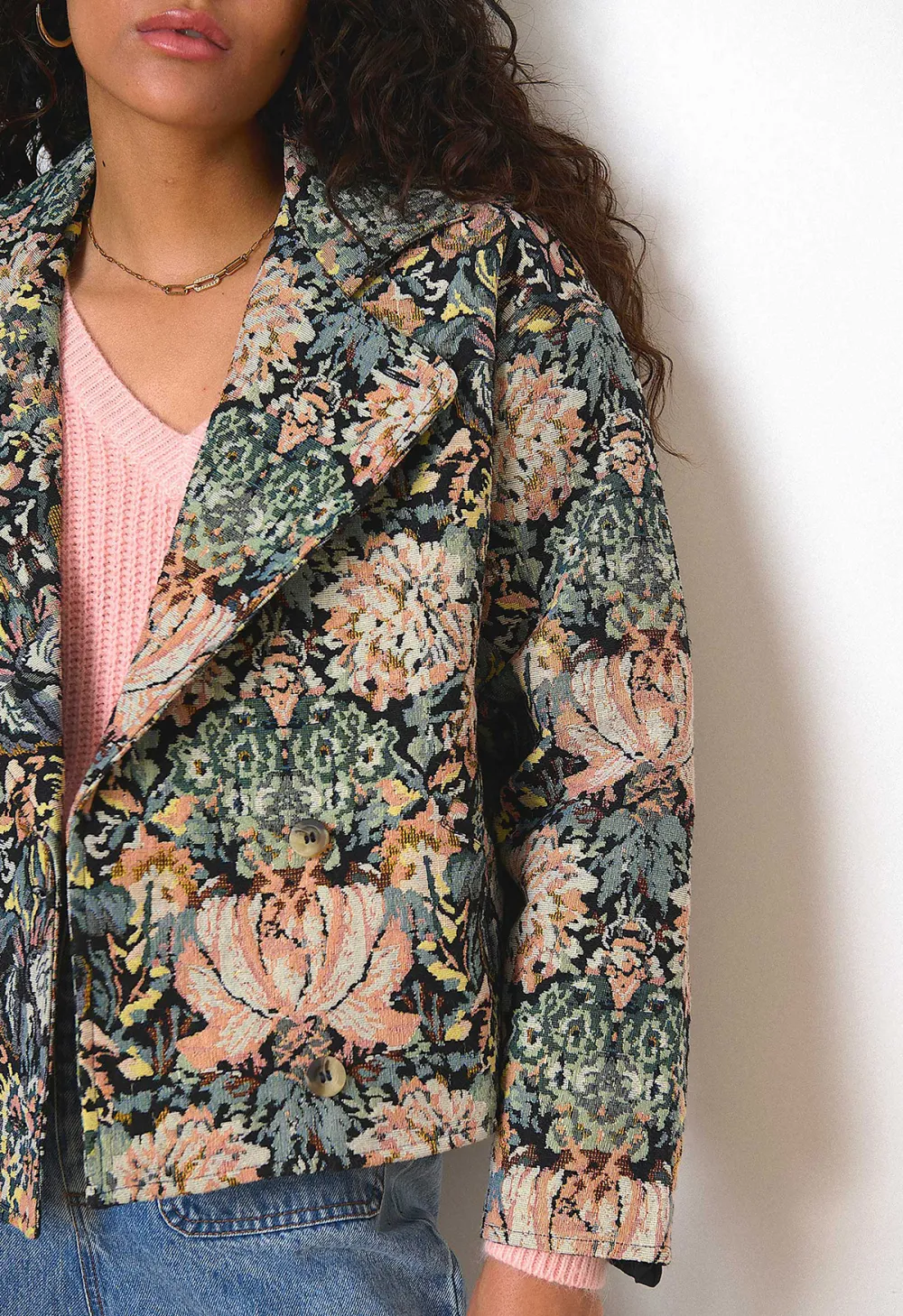 Plant-Print Loose Coat