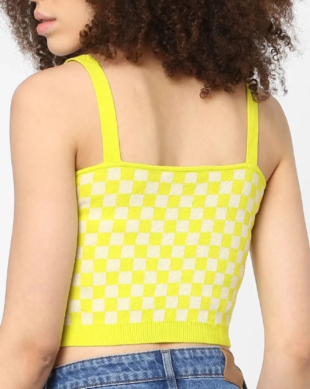 Checks Knit Crop Top