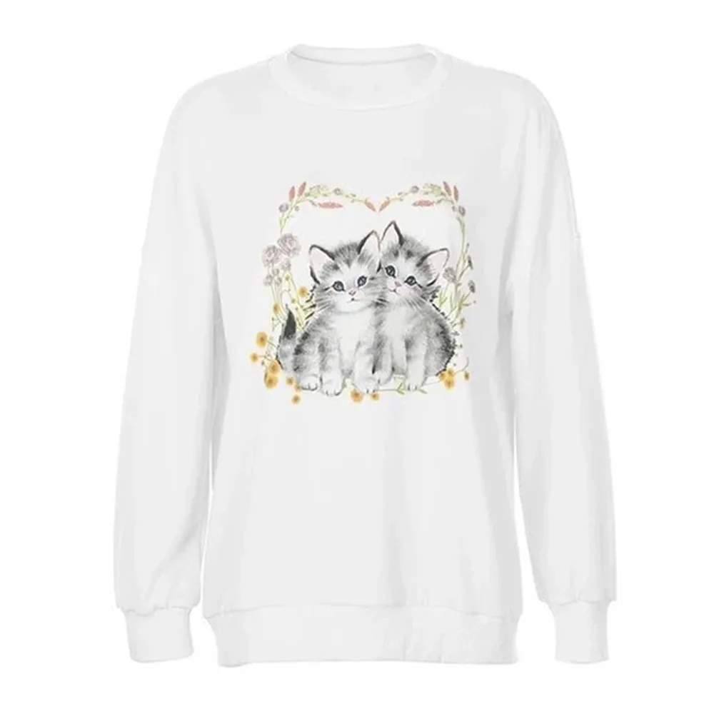 Malina Kitty Flower Print Vintage Sweatshirt