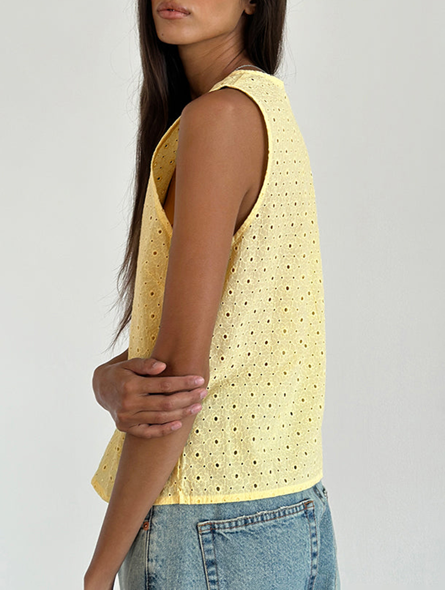 Broderie Yellow Kayve Tie Front Top