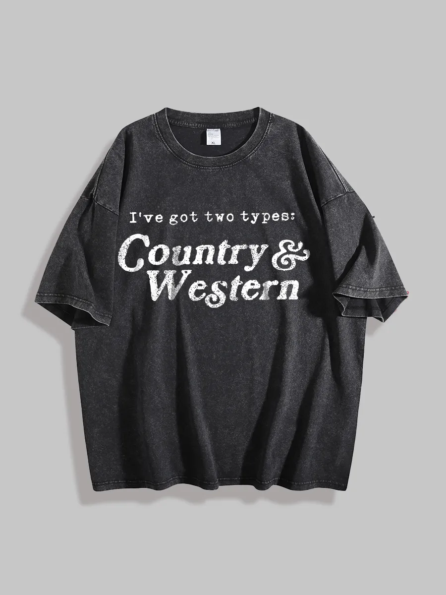 Distressed Country & Western Print Tee – Retro Style Essential