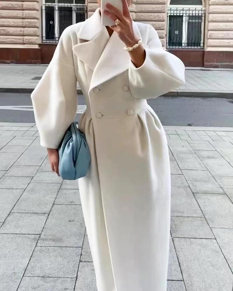 Retro Court Style Lantern Sleeve Large Lapel Long Coat