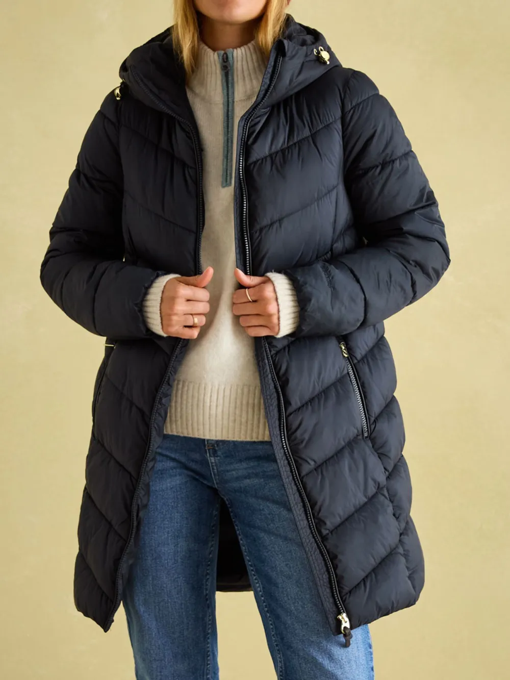 Moorsdale Navy Mid Length Showerproof Padded Coat