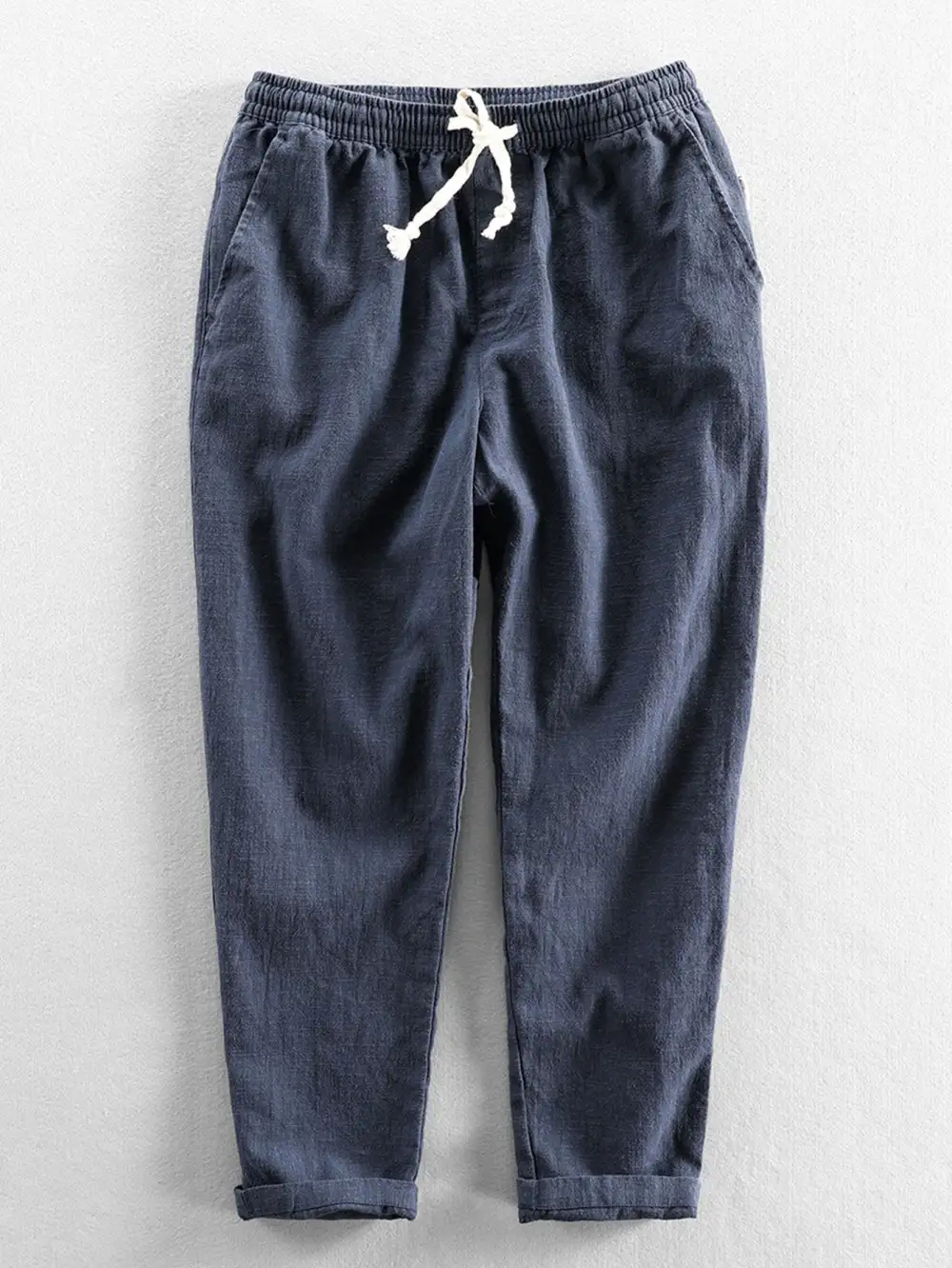 Linen Cotton Blend Cropped Pants