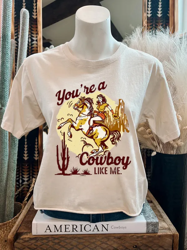 Retro Western Cowboy Girl Pattern T-shirt