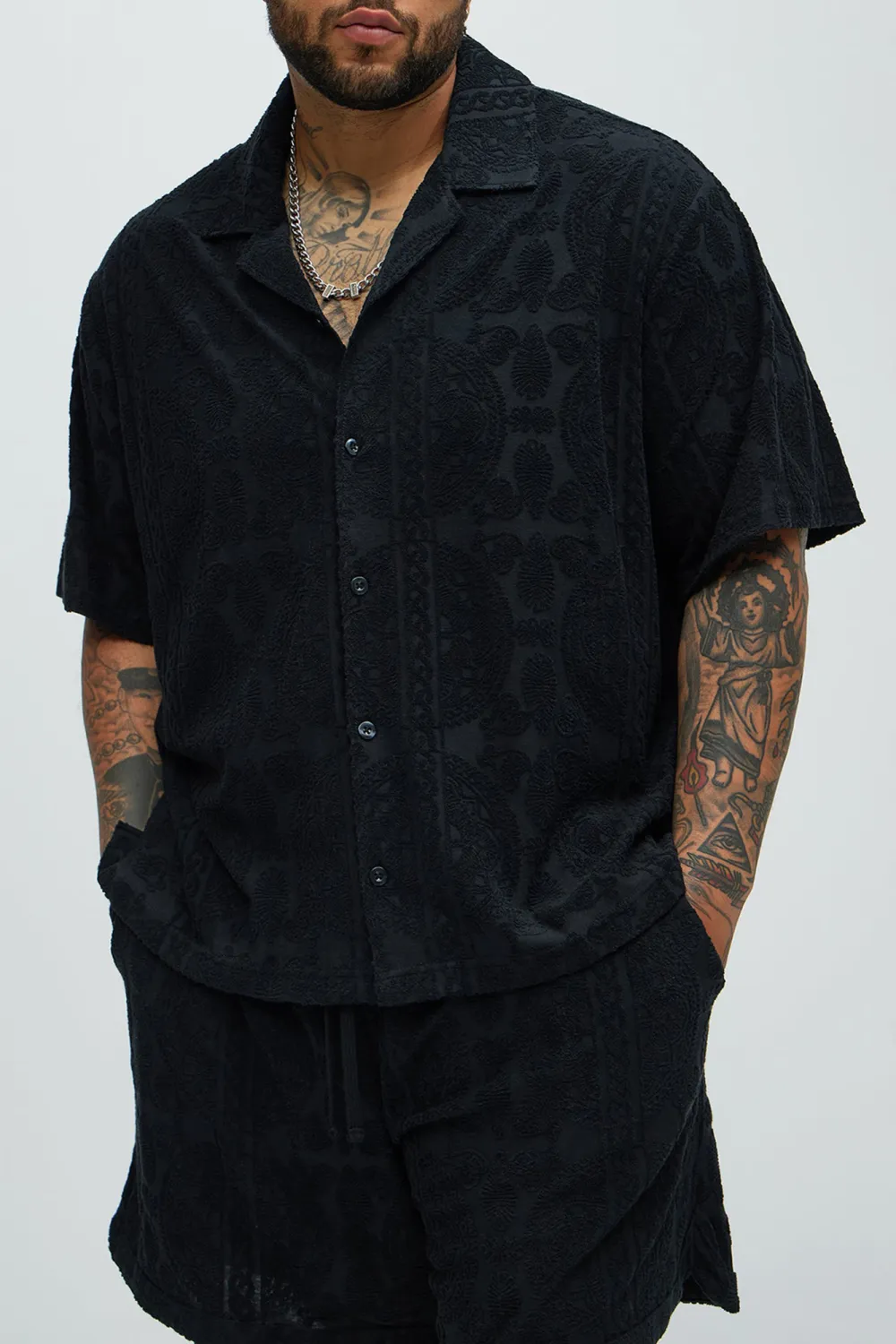 Link Textured Shirt - Black