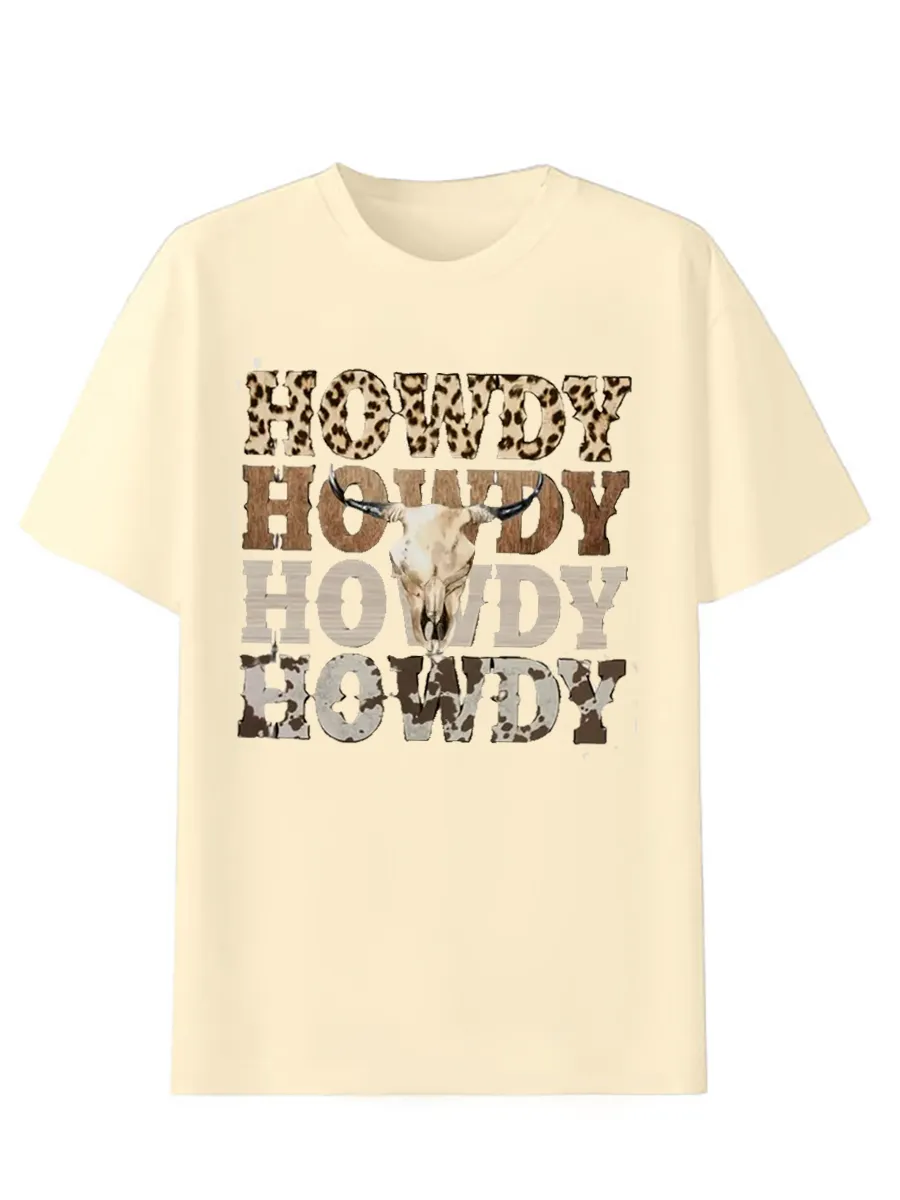 Wild West, Bull Head Pattern T-shirt