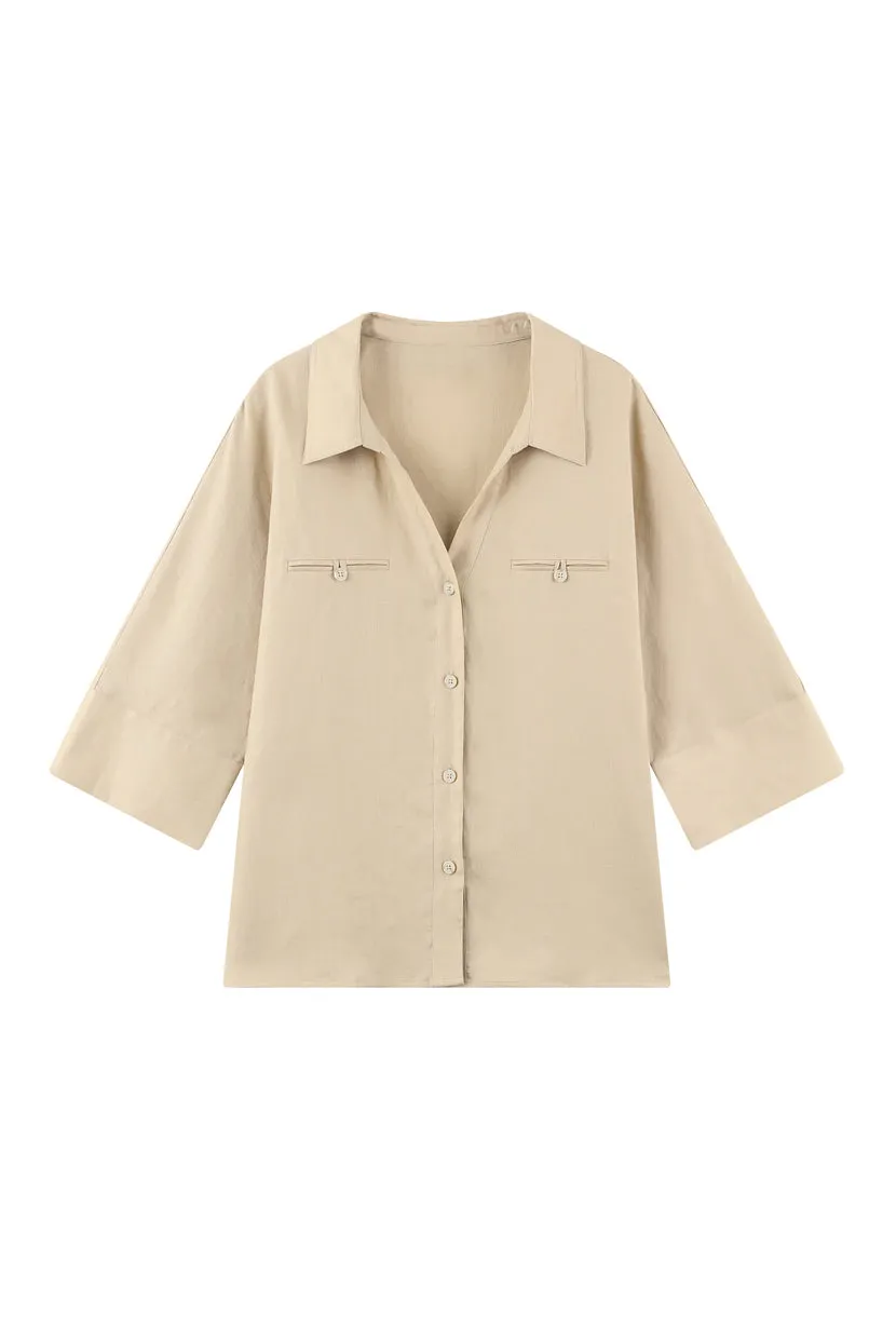 Antoine Linen Blouse - Beige