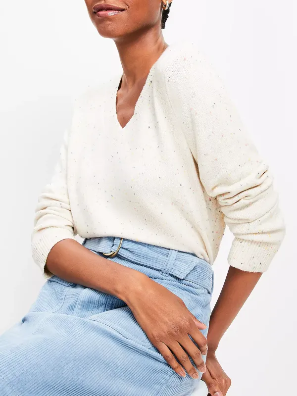 Flecked Relaxed V-Neck Sweater