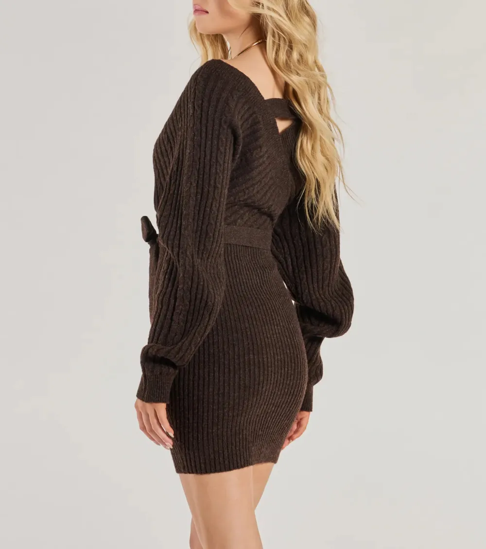 Cozy Fave Cable Knit Long Sleeve Mini Dress