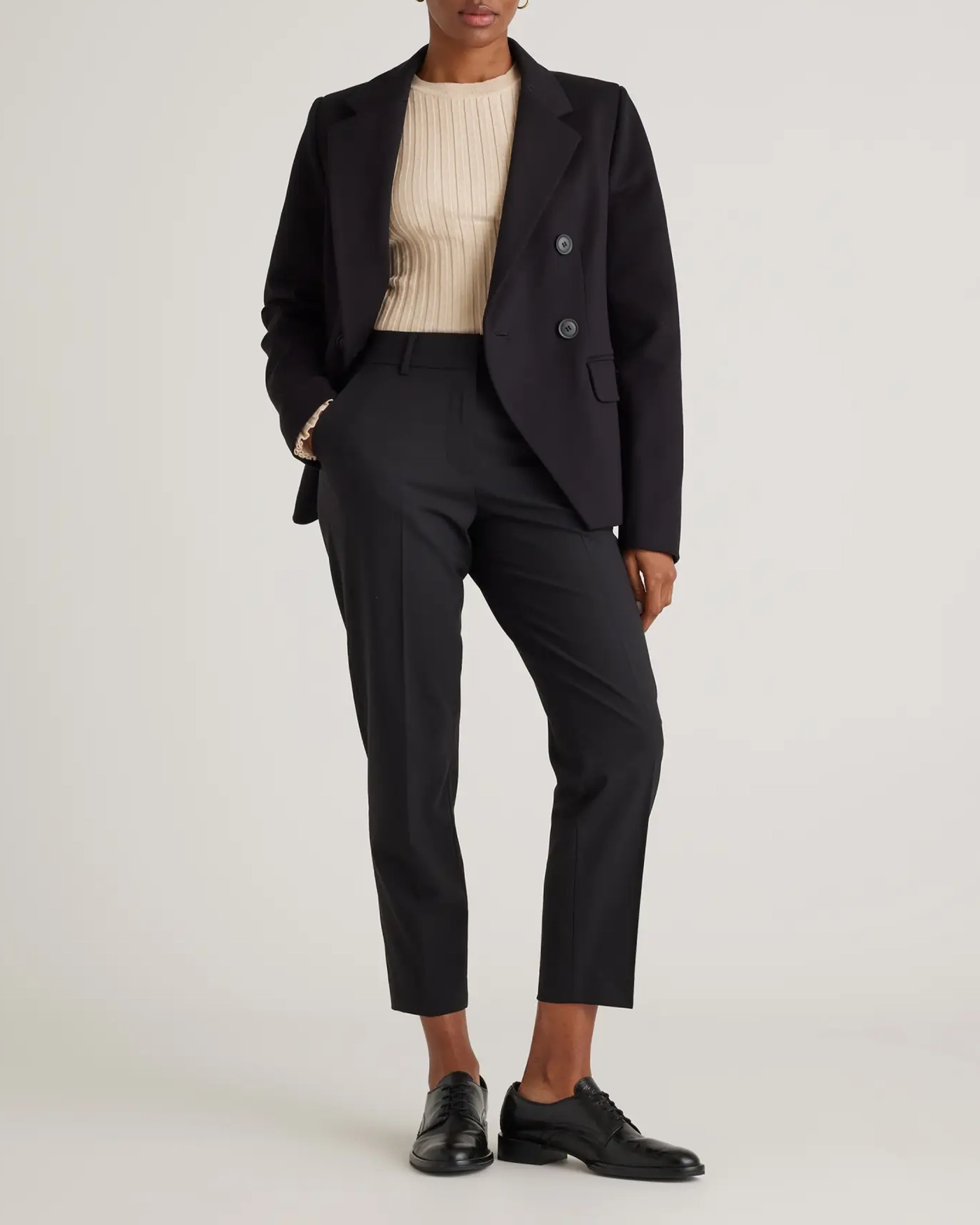 Ultra-Stretch Ponte Double Breasted Blazer