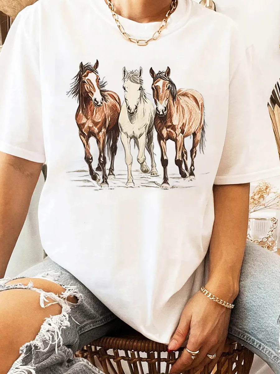 Three Horses Western Graphic T-shirt