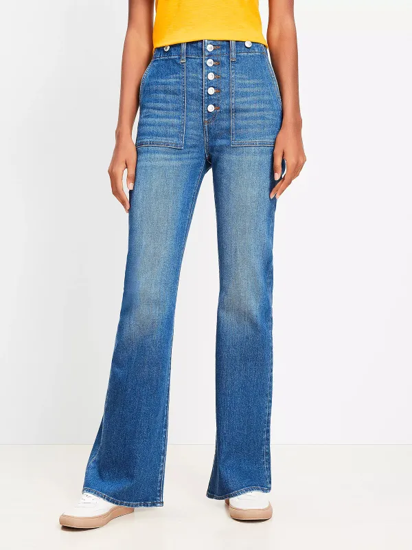 High Rise Relaxed Flare Jeans Mid Vintage Wash