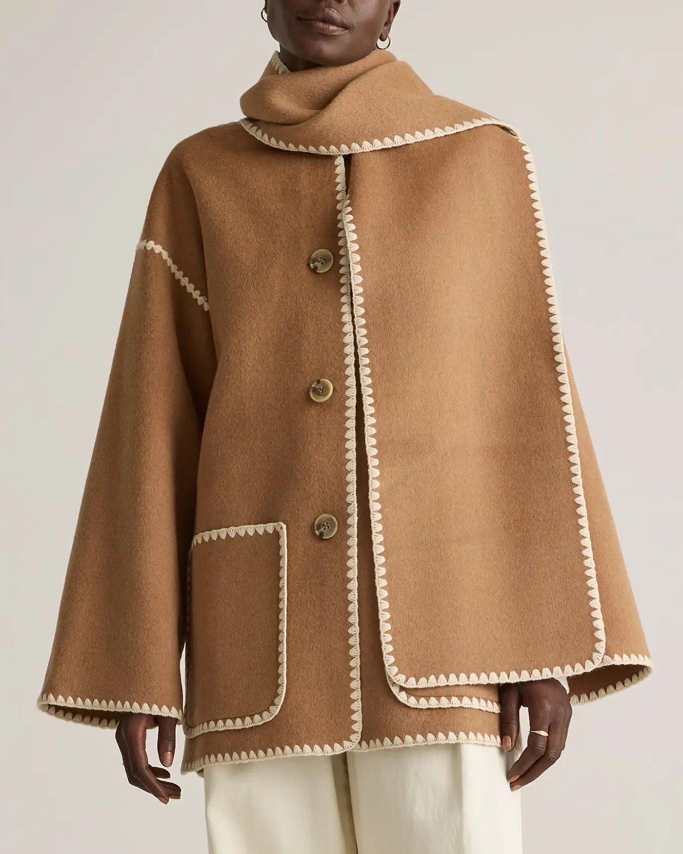 Double-Faced Merino Wool Scarf Coat