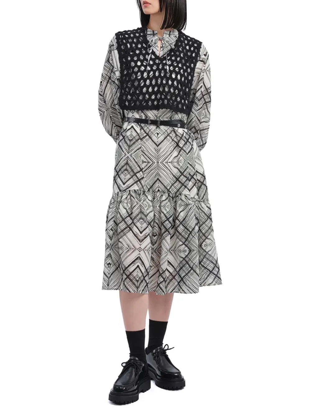 Handcrafted Checker Printed Shirt Dress