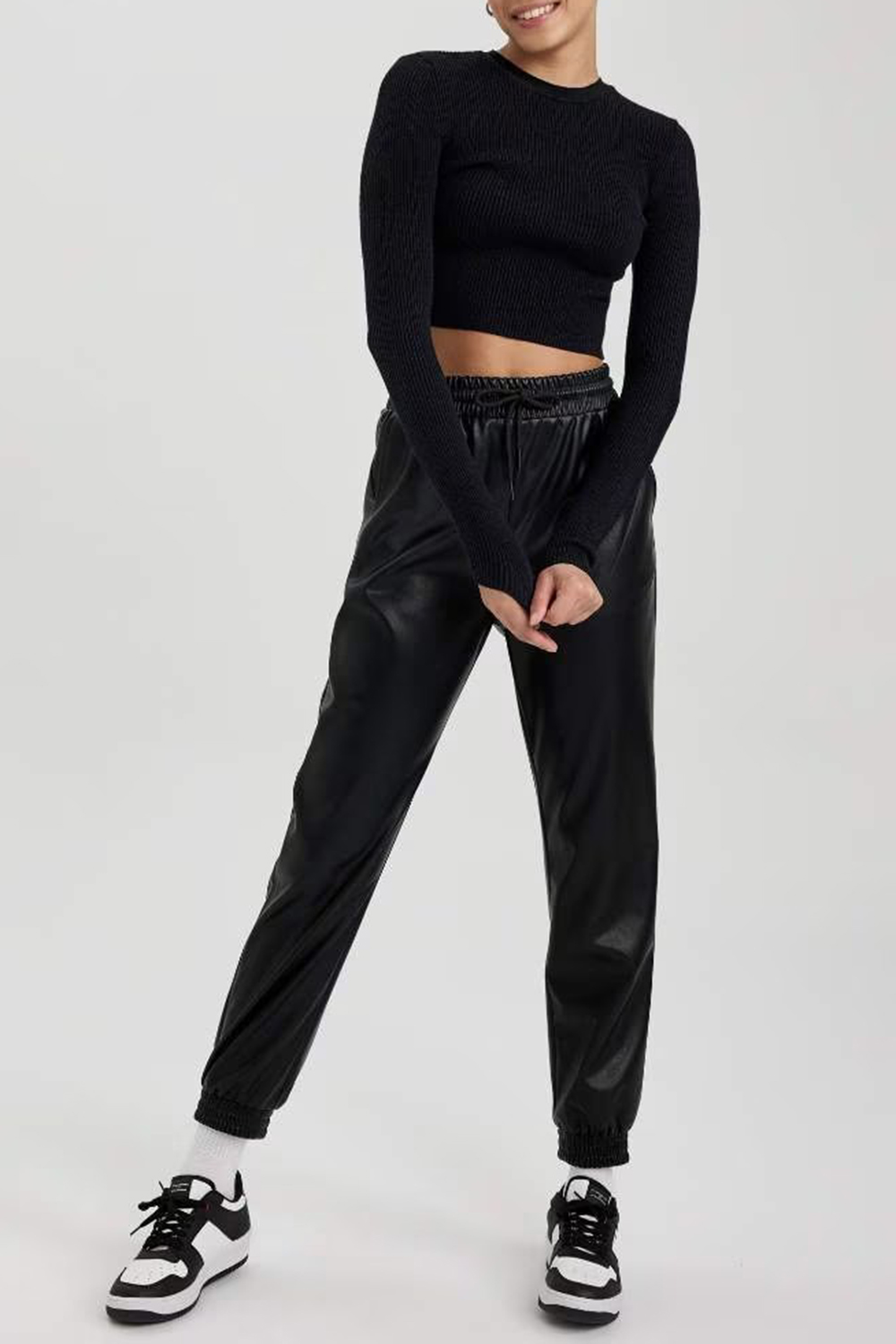 jogger Faux Leather Trousers