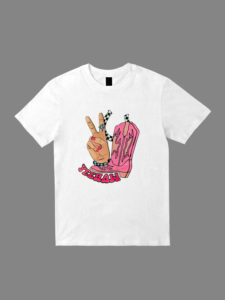 Yee Haw Peace Pattern T-shirt