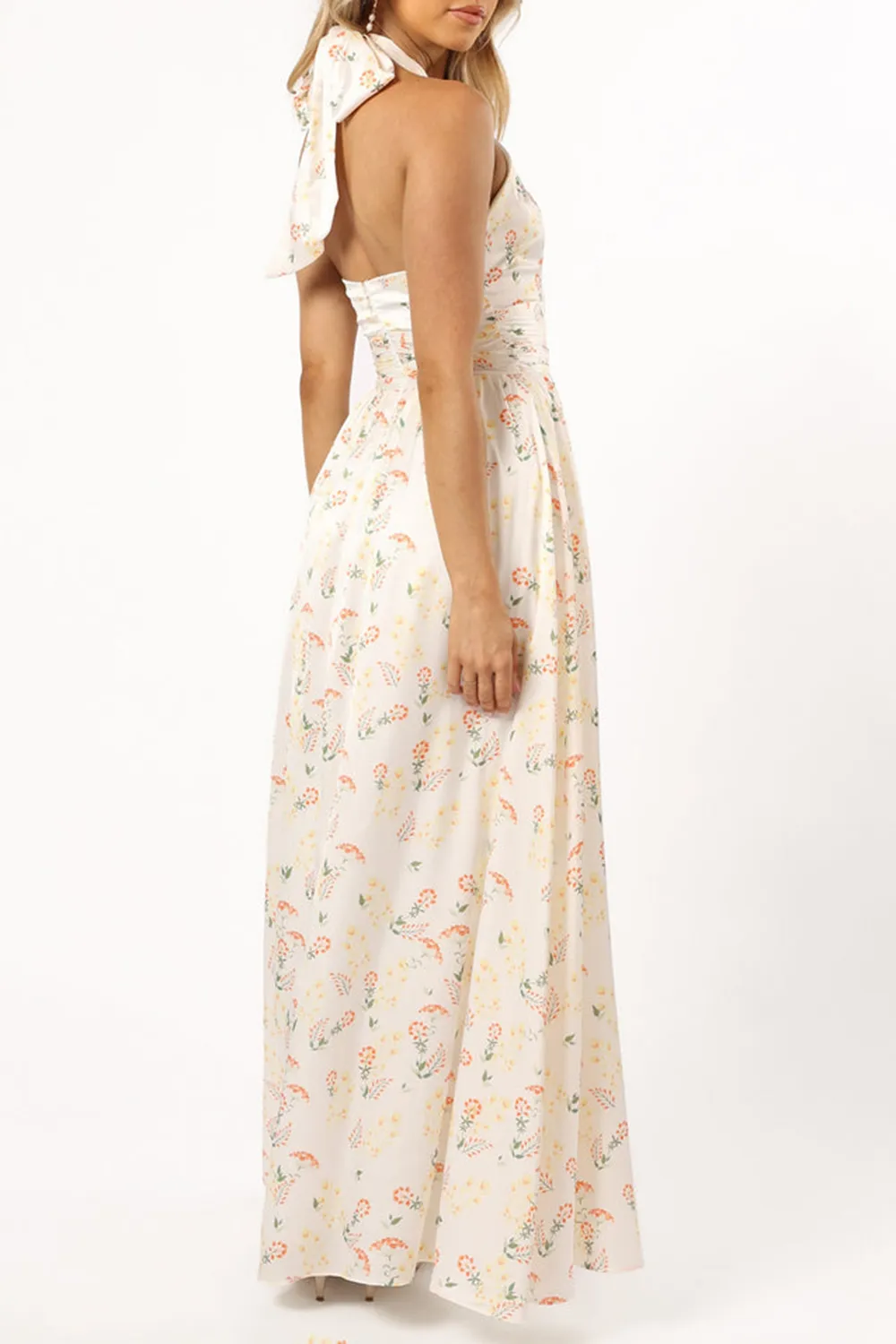 ALLORA HALTER DRESS - YELLOW FLORAL