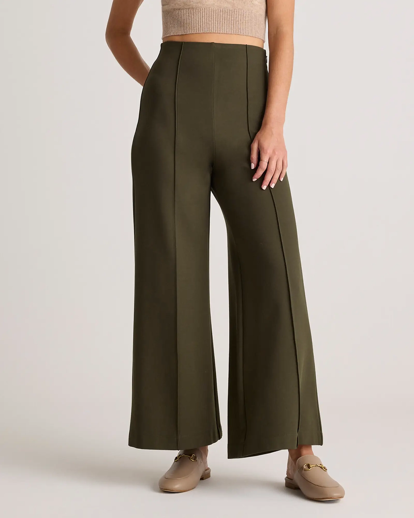 Ultra-Stretch Ponte Super Wide Leg Ankle Pants