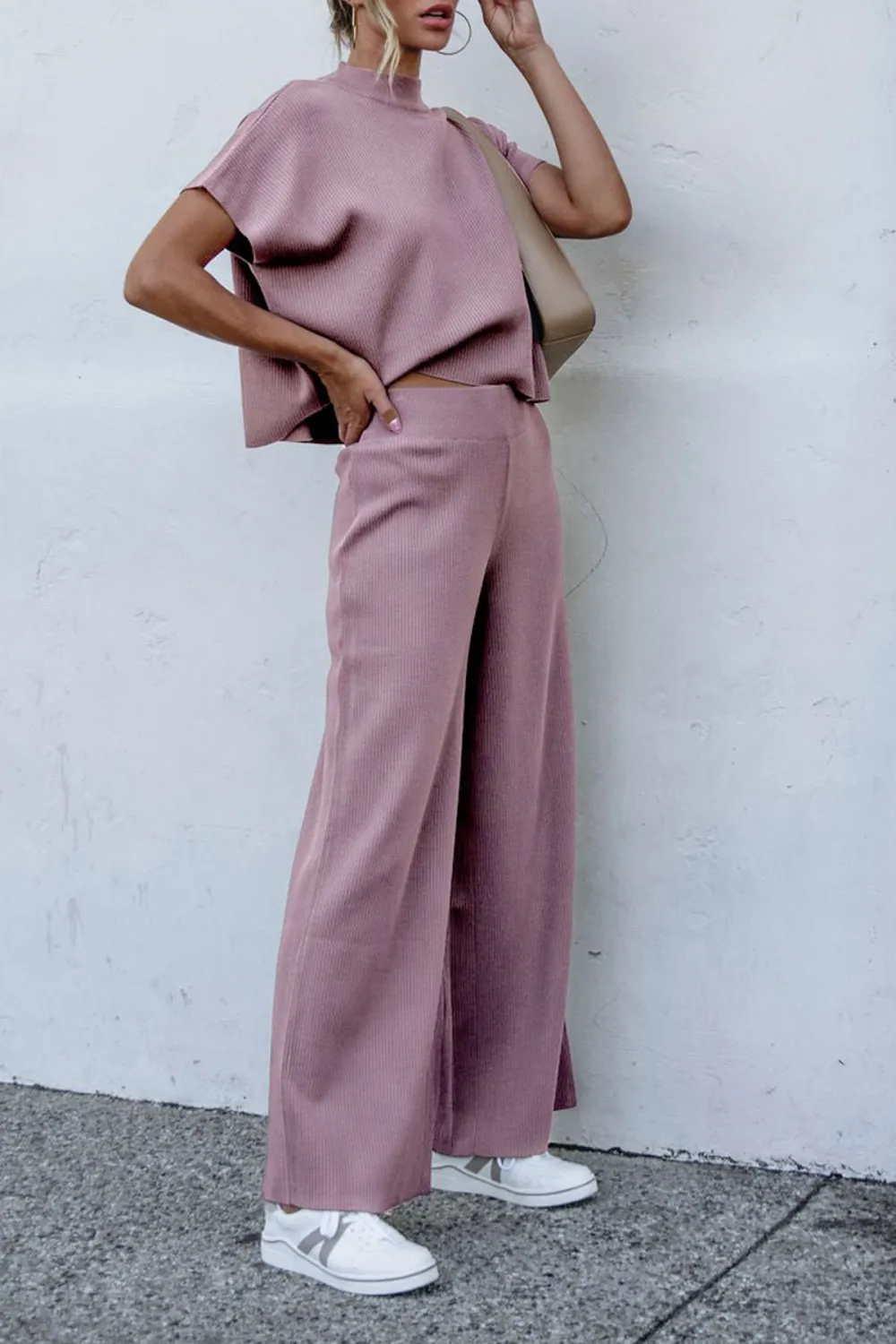 Ribbed Lounge Pants - Mauve