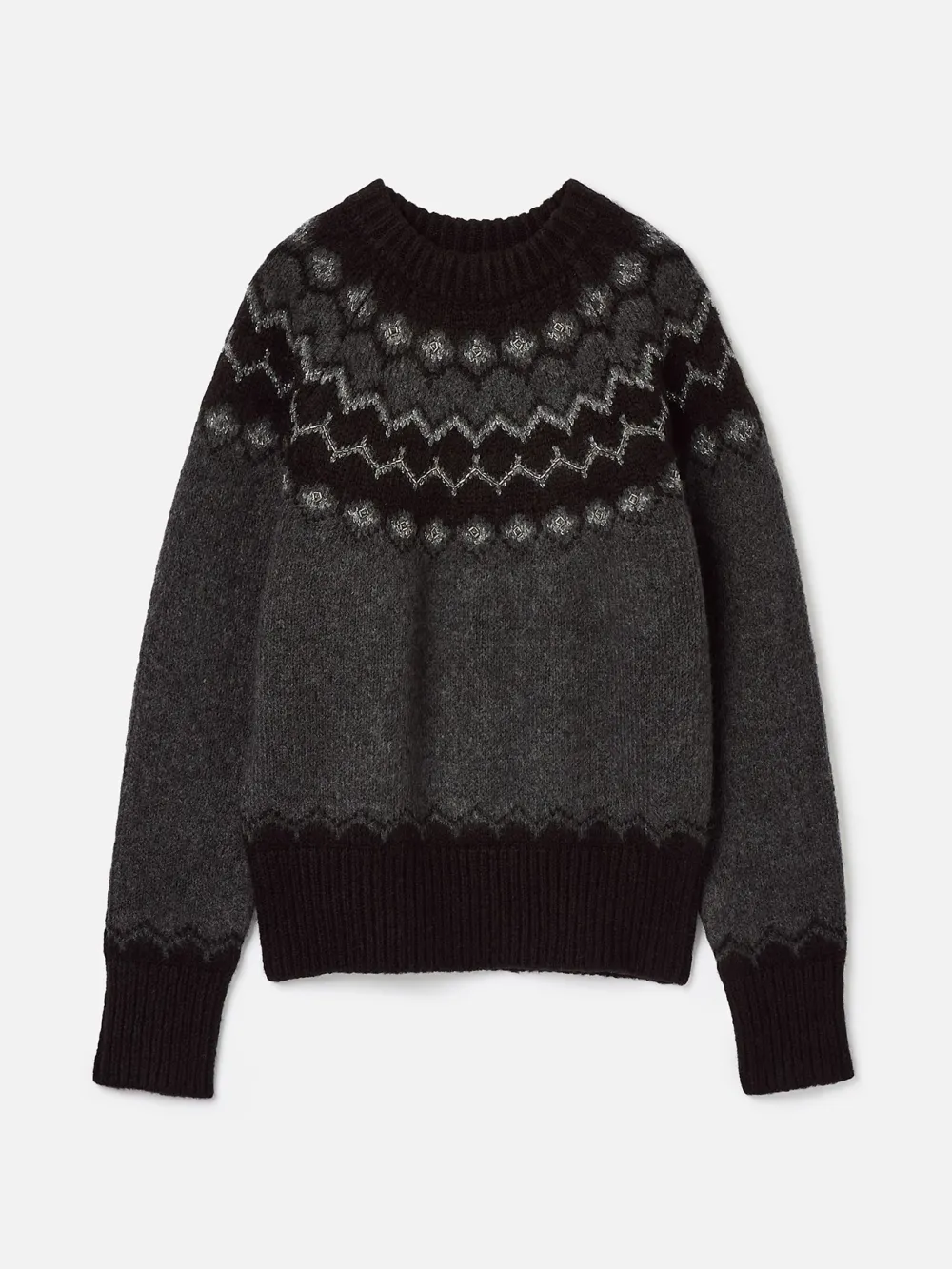 Victoria Charcoal Grey Fairisle Pattern Jumper