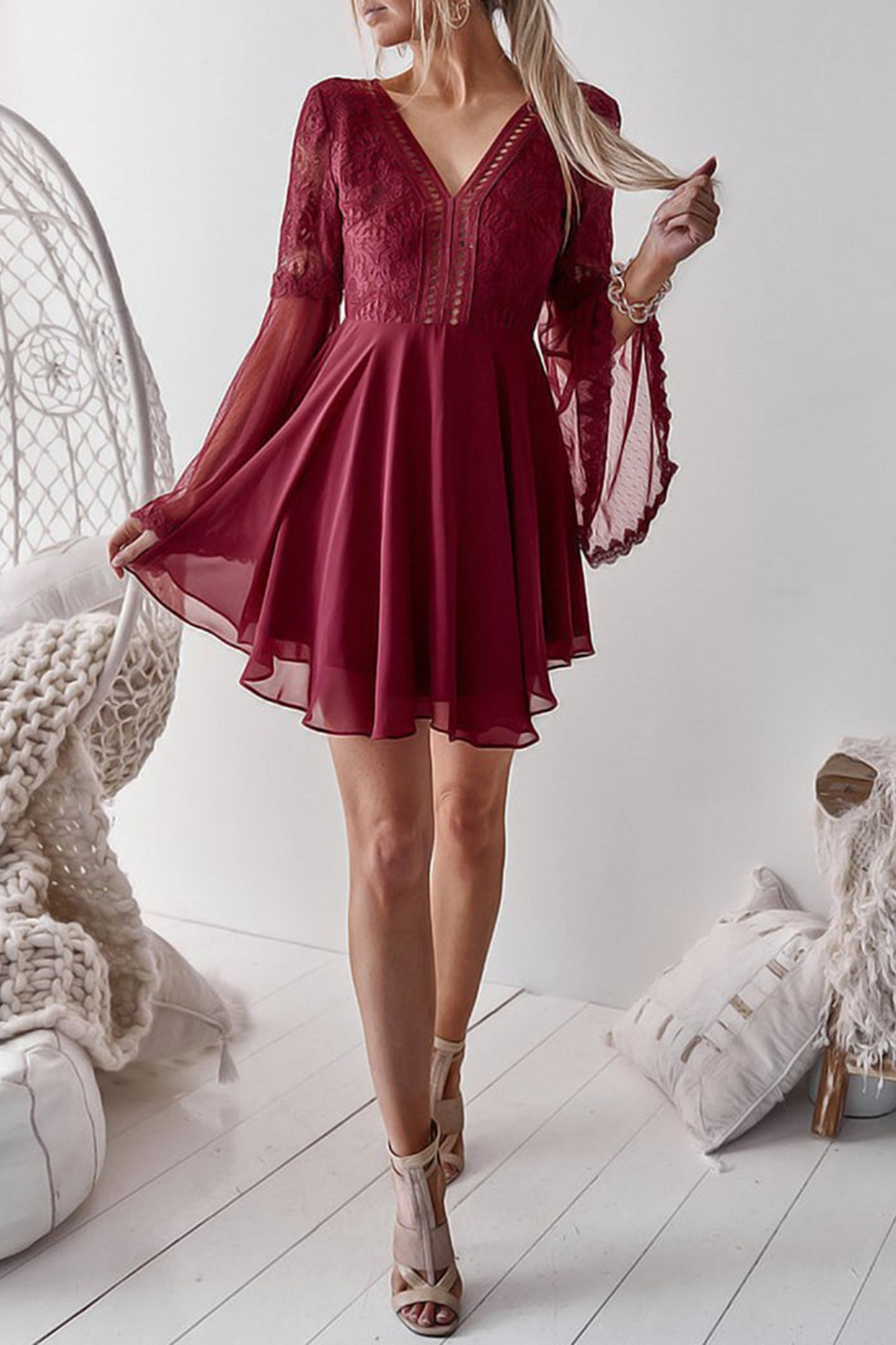 Bethany Dress (Wine) - PRE ORDER