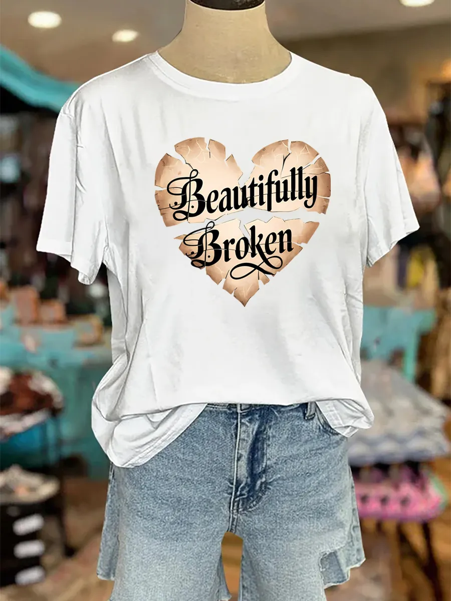 Retro Love Slogan Print Distressed Tee