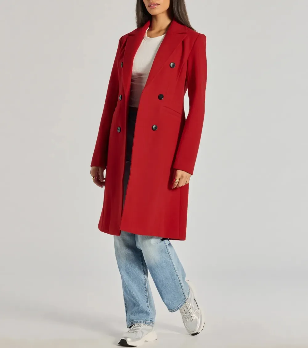 Sophisticated Layers Double-Breasted Faux Wool Trench Coat