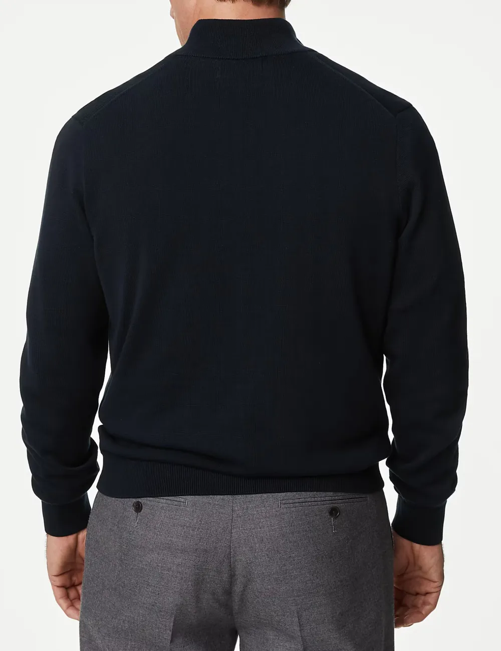 Cotton Rich Zip Up Funnel Neck Jumper