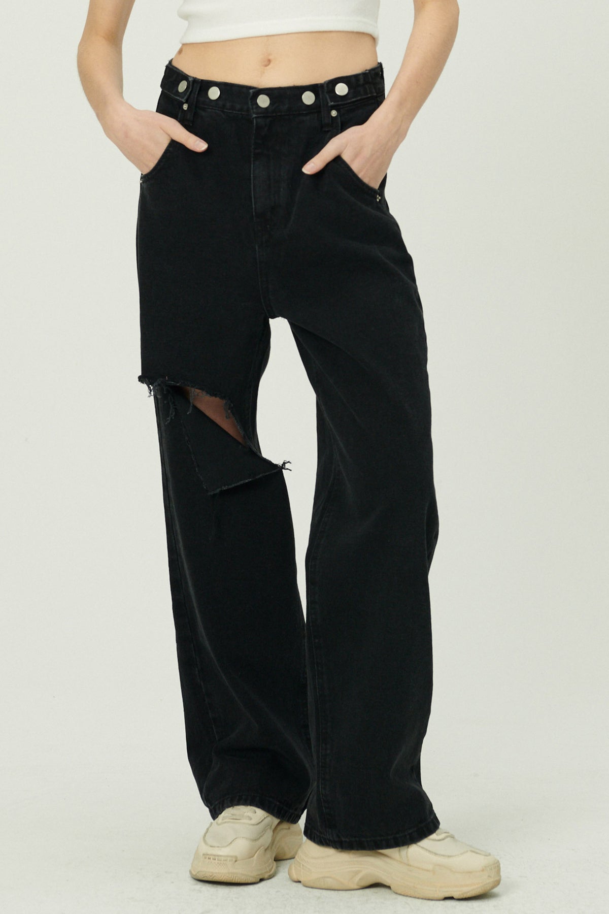 Elo Cutout Wide Leg Jeans