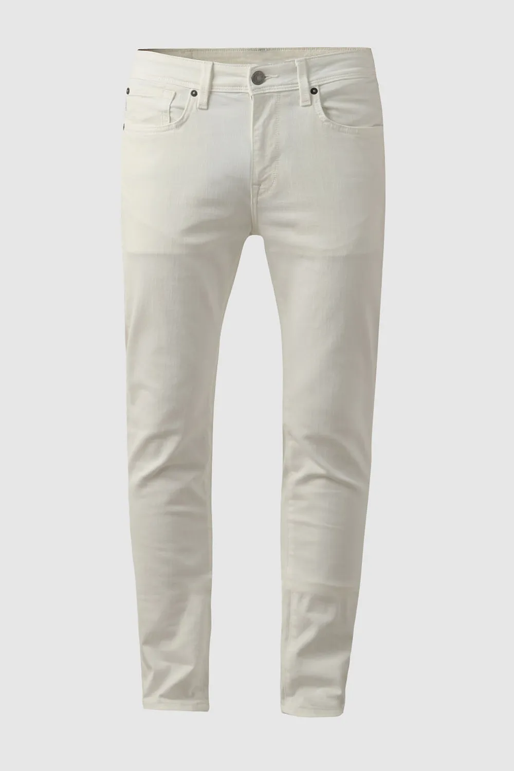 White Mid Rise Leon Slim Fit Jeans