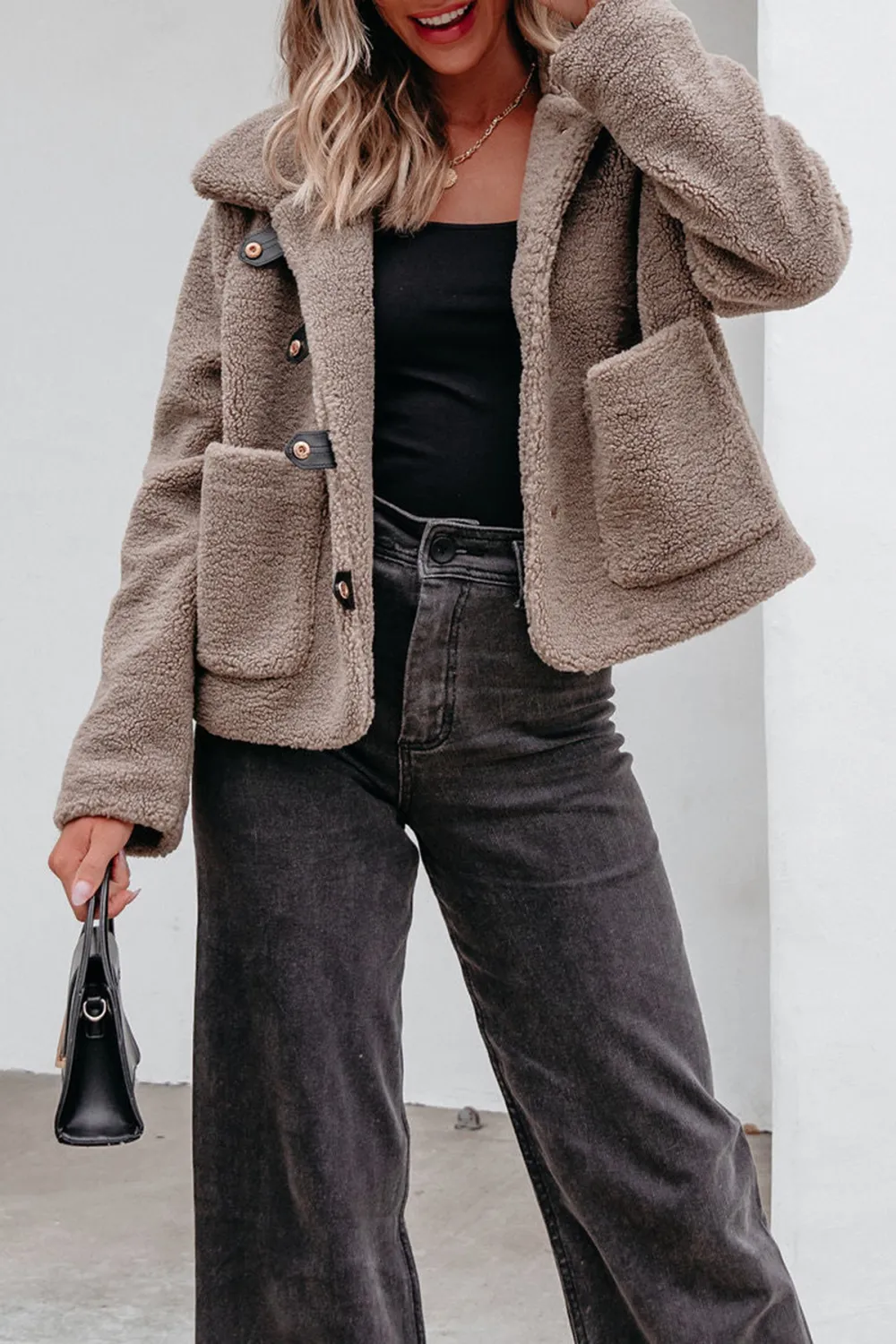 Mocha Sherpa Button Up Jacket