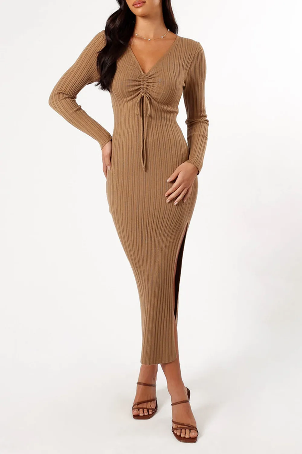 IRENE LONG SLEEVE MIDI DRESS - BLACK