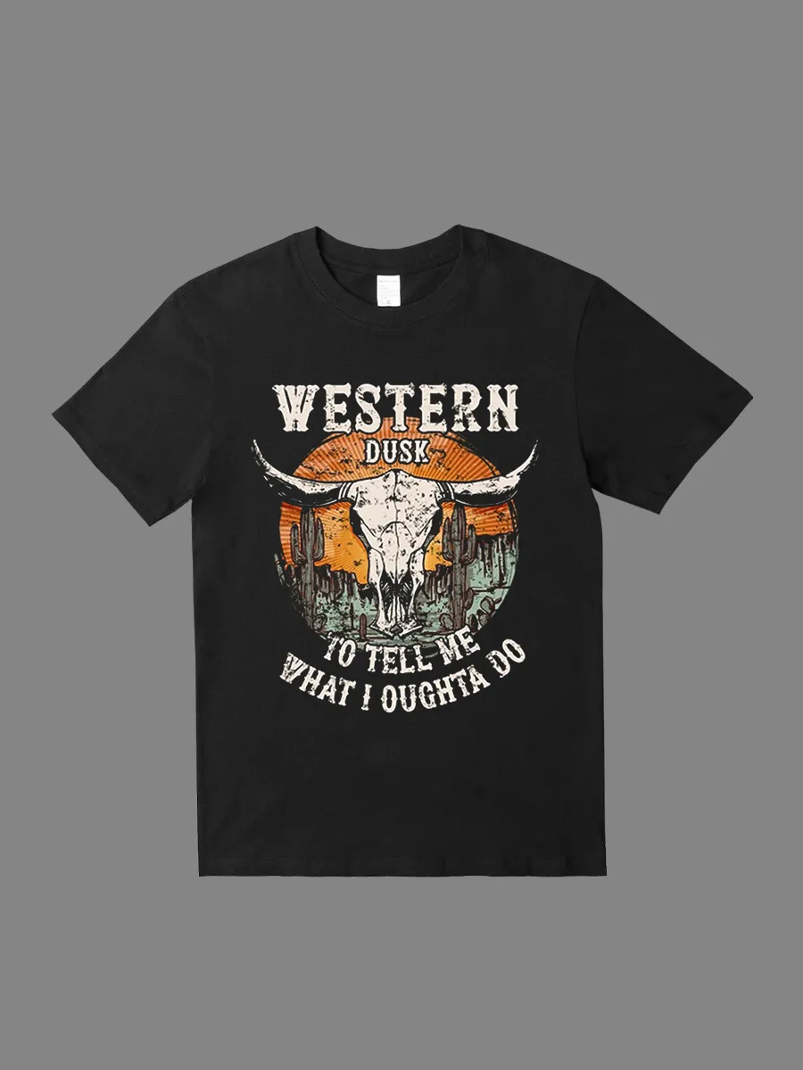 Bull Skull Western Pattern T-shirt